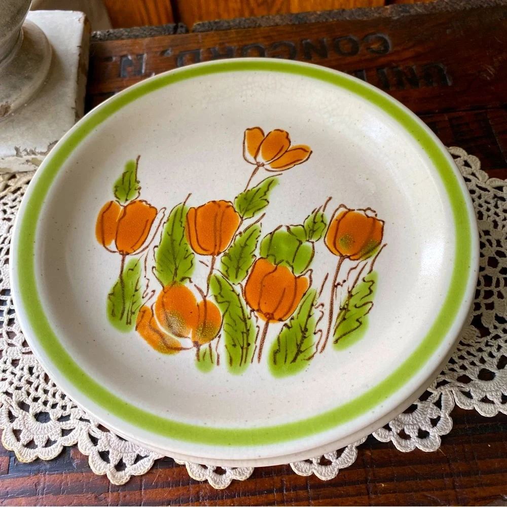 3 Medowbrook California Poppies Plates - Set of 3 Vintage